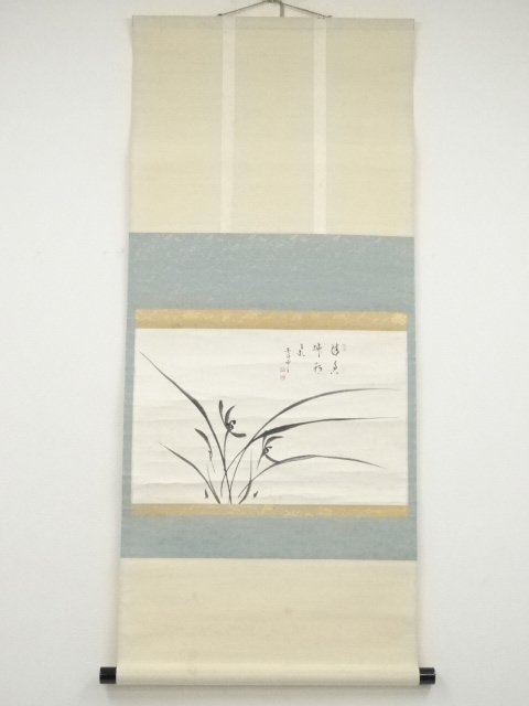 JAPANESE HANGING SCROLL / HAND PAINTED / ORCHID (1972)
